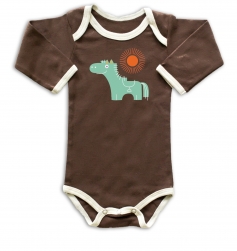 Organic Cotton Long Sleeve Bodysuit by Pixel Organics-HORSE